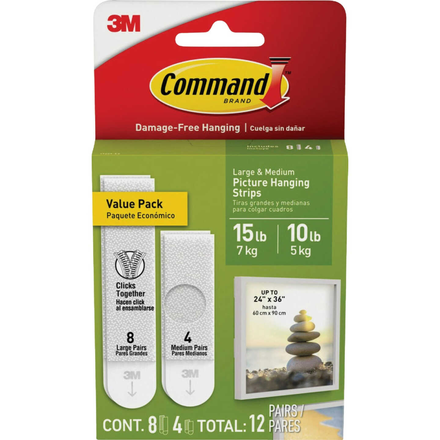Command Medium and Large Picture Hanging Strips, 4 Sets of Medium