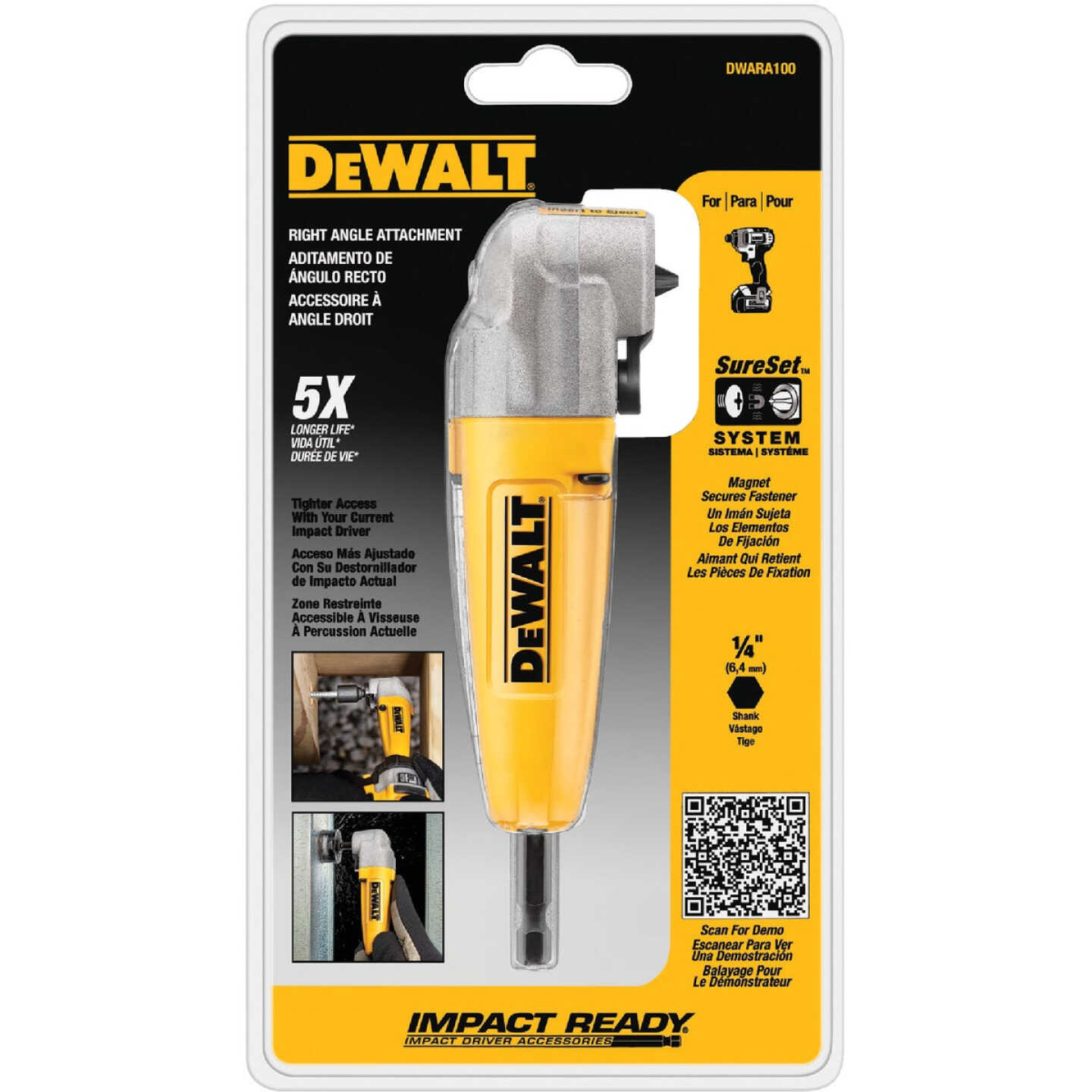 DEWALT, For Use With Impact Driver, Impact Rated, Right Angle Attachment -  783FV2