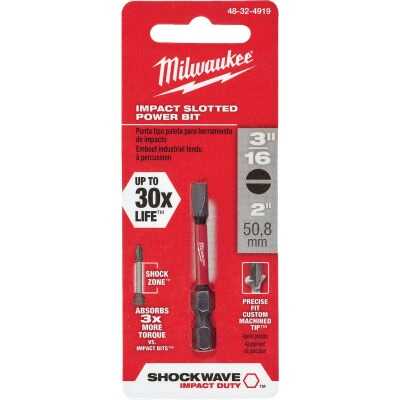 Milwaukee SHOCKWAVE 3/16 In. Slotted 2 In. Power Impact Screwdriver Bit