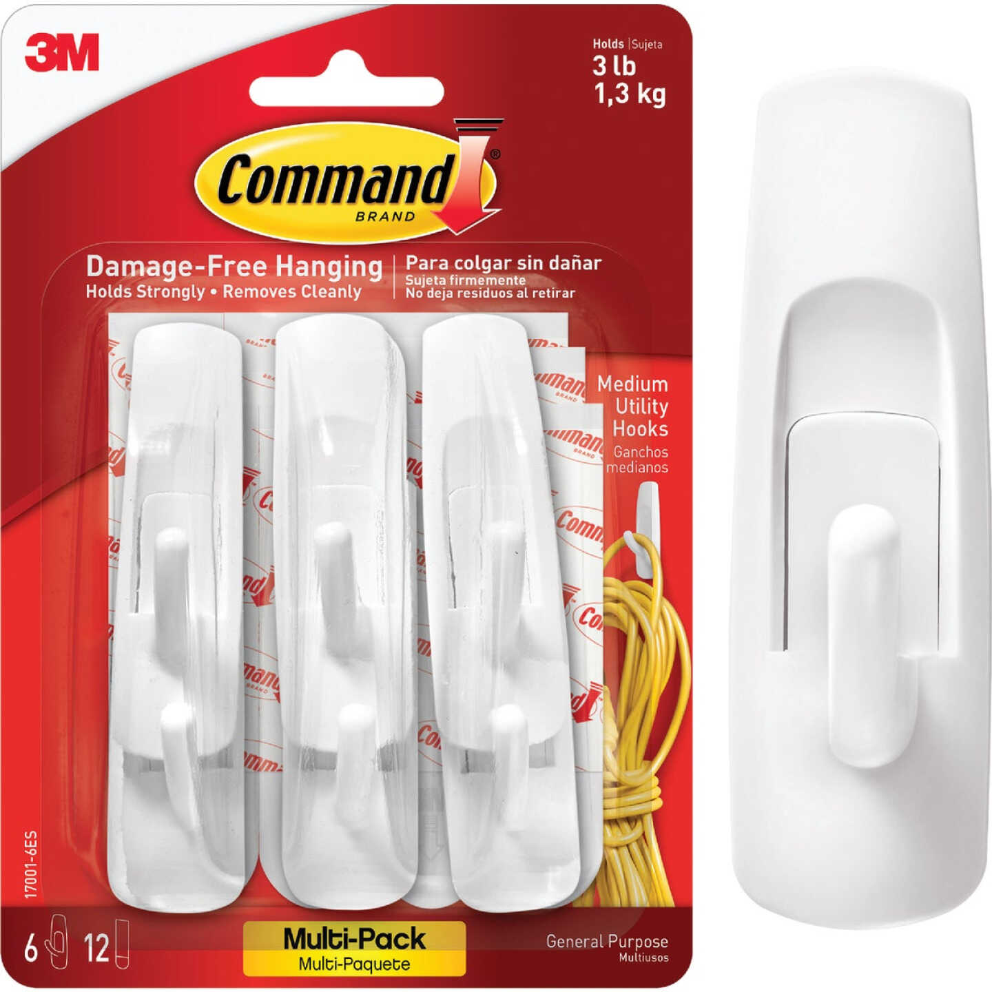 Command Medium Hooks Value Pack, White, 6 Hooks, 12 Strips - Bliffert  Lumber and Hardware