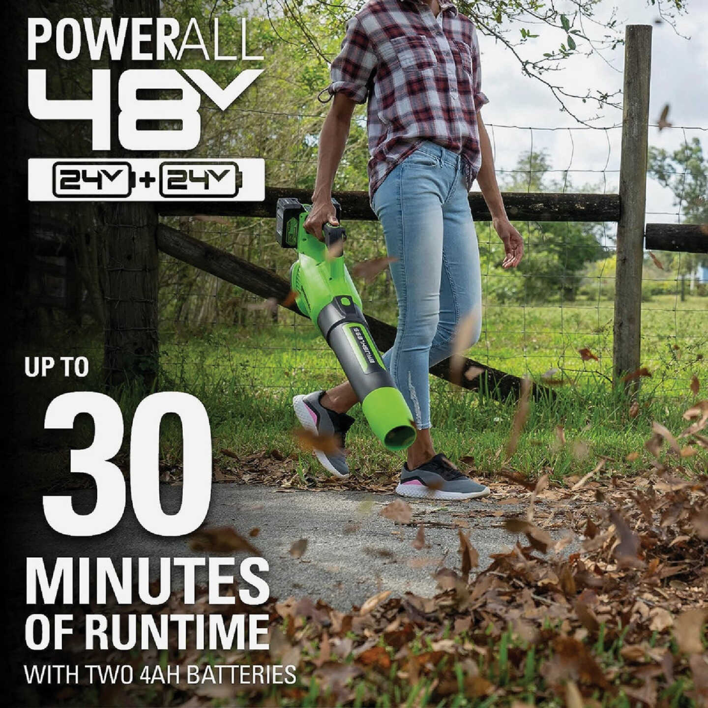 Cordless 20V Brushless Leaf Blower with 4.0Ah Battery and Fast Charger