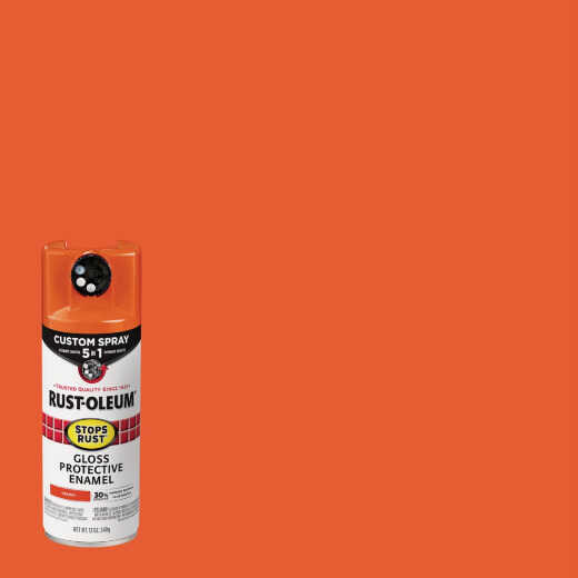 Rust-Oleum Stops Rust 12 Oz. Custom Spray 5 in 1 Gloss Spray Paint, Orange